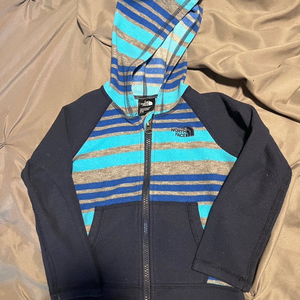 The North Face Navy & Blue Striped Hooded Zip 3T Boy’s Jacket